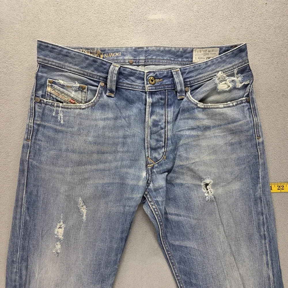 Diesel Jeans Mens 31x32 Blue Larkee-T Regular Tapered Button Fly Thunder 0075N